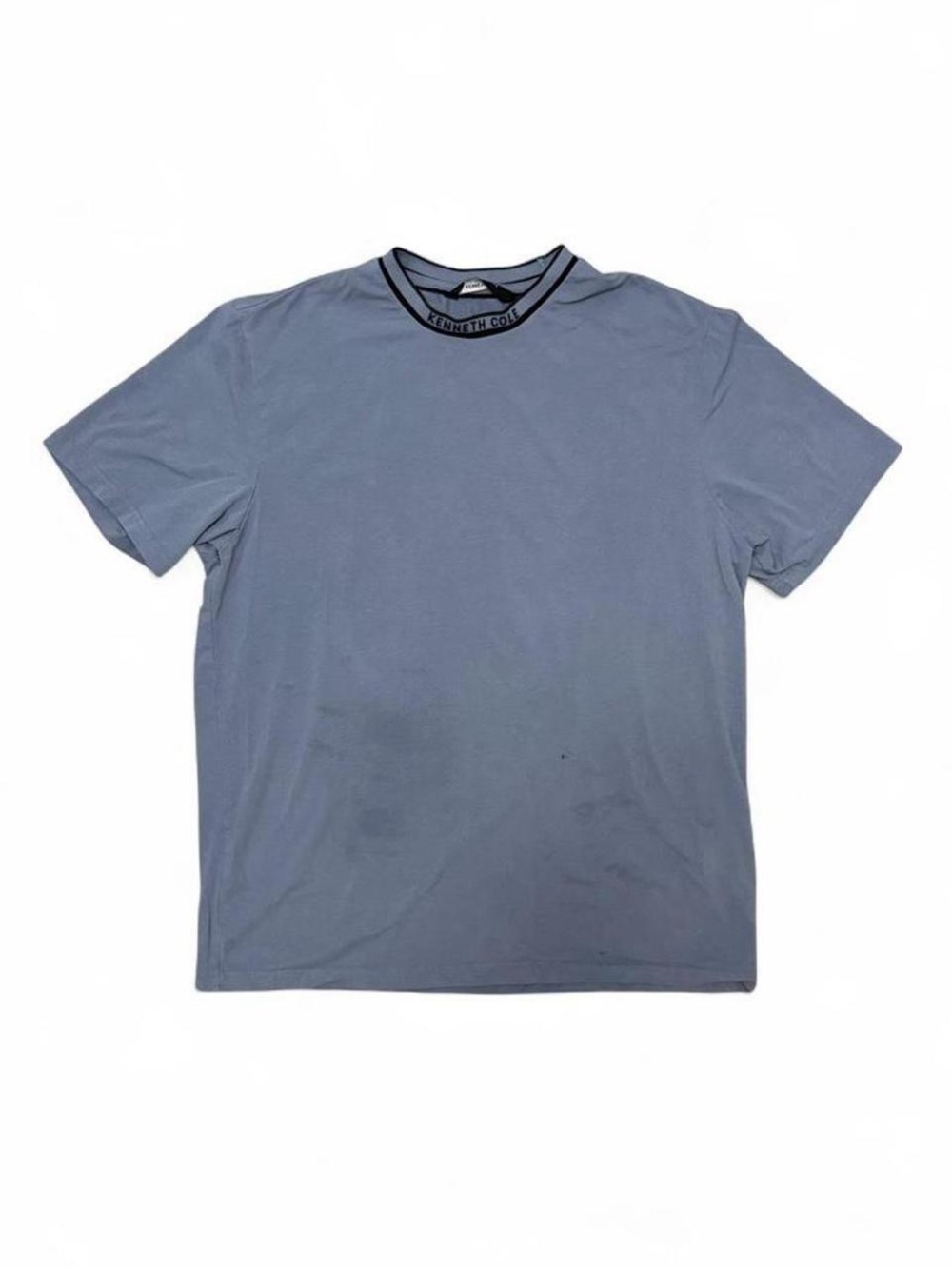 Kenneth Cole Blue Logo Collar T-Shirt Y2K Minimal Tee